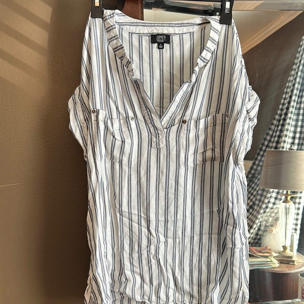 Striped Blue and White Women's Top